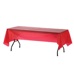 Genuine Joe Plastic Table Covers, 54" x 108", Red, Pack Of 6