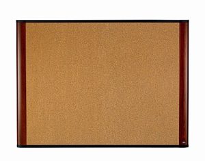3M® Cork Bulletin Board, 48" x 36", Aluminum Frame With Mahogany Finish