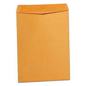 Manila envelope with flap closed, standing upright against a white background.