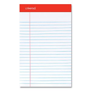 Universal Perforated Ruled Writing Pads, Narrow Rule, 5" x 8", White, Pack Of 12 Pads