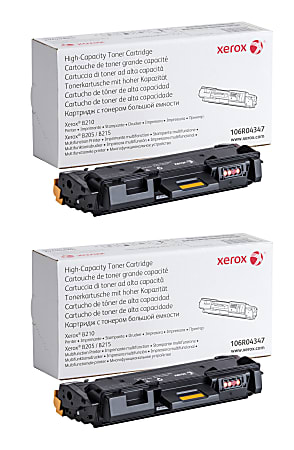 Two Xerox high-capacity toner cartridges with packaging, model 106R04347.