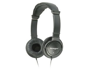 Black Kensington over-ear headphones with padded headband and ear cups, featuring a wired connection.