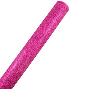 Pink glittery wrapping paper roll on a white background.