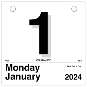 Calendar page showing January 1, 2024, marking New Year's Day on a Monday.