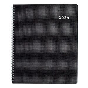 Black spiral-bound planner with "2024" on the cover.