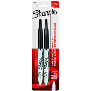Pack of two Sharpie ultra fine point black permanent markers in original packaging.