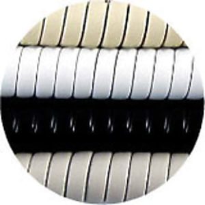 Close-up of a coil cable bundle with alternating layers of tan, white, and black spirals.