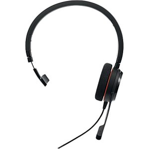 Black wired headset with a microphone on one side, featuring cushioned ear pads and a sleek, adjustable headband.