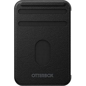 Black OtterBox card holder with two slots and a grip, made from textured material, designed for easy card access.