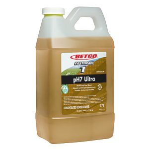 Betco pH7 Ultra concentrated floor cleaner in a 2-liter container with handle, labeled for fast drying and neutral pH.