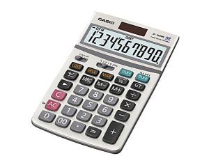Casio calculator with a large display showing numbers 1234567890, featuring various function and operation buttons.