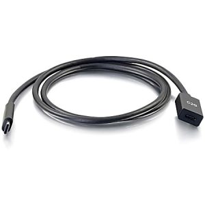Black USB-C extension cable with male and female connectors, labeled with "C2G," coiled against a white background.