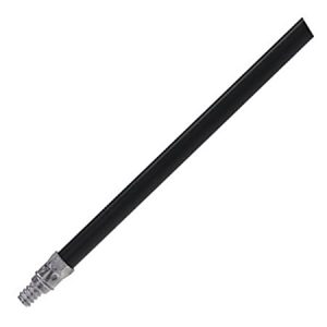 Black paint roller extension pole with a metal threaded end.