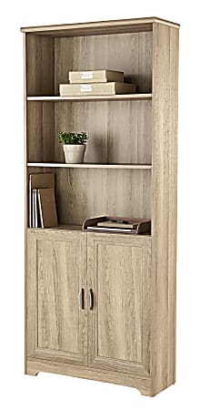Realspace Magellan 72"H 5-Shelf Bookcase With Doors, Blonde Ash