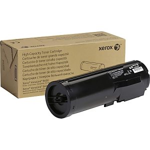 Xerox VersaLink B400 high-capacity toner cartridge, black, shown with its packaging box.
