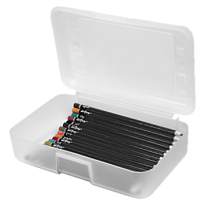 Advantus Gem Pencil Storage Box, 2 1/2" x 8 1/2" x 5 1/2", Clear