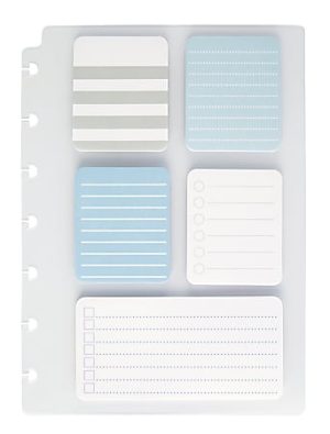 TUL Discbound Lined Sticky Note Pads, Assorted Colors, 25 Sheets Per Pad, 1 Dashboard of 5 Assorted Pads