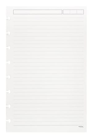 TUL Discbound Refill Pages, Junior Size, Narrow Ruled, 50 Sheets, White