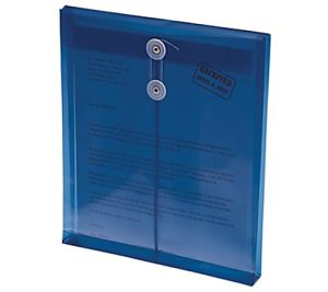 Smead Poly Envelopes With String-Tie Closure, 1 1/4" Expansion, Letter Size, Blue, Pack Of 5 Envelopes