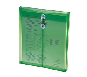 Smead Poly Envelopes With String-Tie Closure, 1 1/4" Expansion, Letter Size, Green, Pack Of 5 Envelopes
