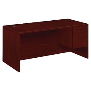 HON 10500 66"W Workstation Computer Desk With Left Return, Mahogany