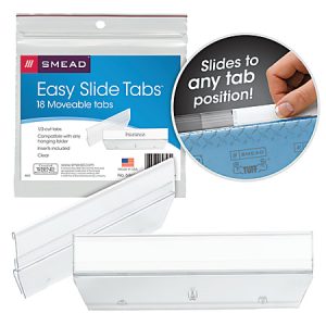 Smead Easy Slide Tabs, 3 1/2" x 1/2", Clear, Pack Of 18