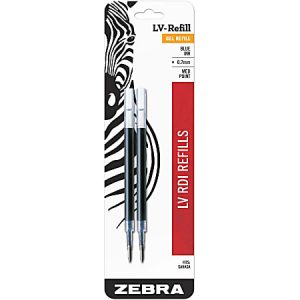 Zebra JK Gel Pen Refills, 0.7 mm, Blue, Pack Of 2