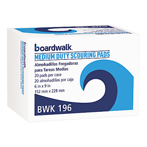 Boardwalk Medium-Duty Scour Pads, 6" x 9", Green, Pack Of 20 Pads
