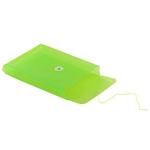 JAM Paper Open-End Plastic Envelopes, 6 1/4" x 9 1/4", Lime Green, Pack Of 12