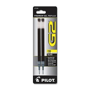 Pilot G2 Gel Refill, Fine Point, 0.7mm, Black Ink, Pack of 2 Refills