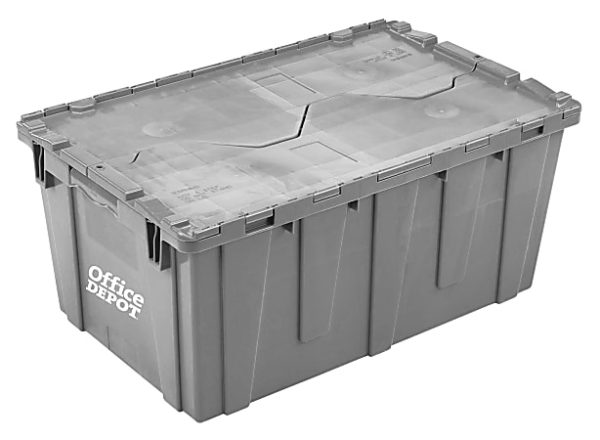 Office Depot Brand Attached-Lid Storage Container, 12"H x 17"W, x 27"D, Gray