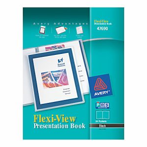 Avery Flexi-View Presentation Book, 12 Pockets, Black