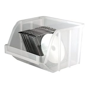 Office Depot Brand "Mini" Plastic Stacking Bin, Small Size, 6" x 8 3/4" x 9", Clear