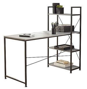 Realspace Trazer 56"W Computer Desk With Storage Shelves, Gray