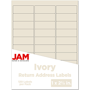 JAM Paper Mailing Address Labels, Rectangle, 2 5/8" x 1", Ivory, Pack Of 120
