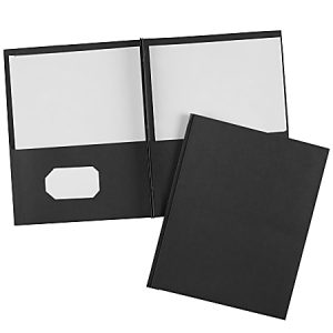 Avery Two Pocket Folders With 3 Prong Fasteners, 8-1/2" x 11", Holds 70 Sheets, Black, Box Of 25 Folders