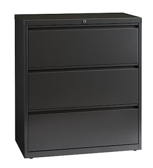 WorkPro 36"W x 18-5/8"D Lateral 3-Drawer File Cabinet, Charcoal