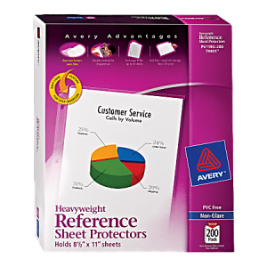 Avery Non-Glare Heavyweight Sheet Protectors With Easy Load, 8 1/2" x 11", Top Loading, Pack Of 200
