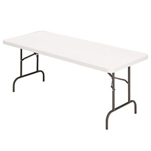 Realspace Molded Plastic Top Folding Table, 29"H x 96"W x 30"D, Gray Granite