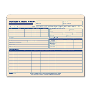 TOPS Employee Record Master File Jackets, 11 3/4" x 9 1/2", Manila, Pack Of 15