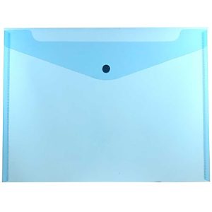 JAM Paper Booklet Plastic Envelopes, Letter-Size, 9 3/4" x 13", Blue, Pack Of 12