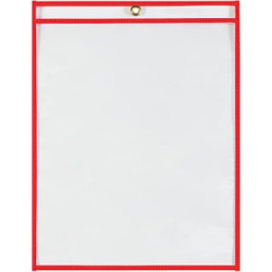 Partners Brand Job Ticket Holders, 9" x 12", Neon Red, Pack Of 15