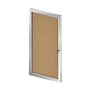 Azar Displays Enclosed Cork Bulletin Board With Lock And Key, Brown, 42-5/16" x 23", Silver Aluminum Frame