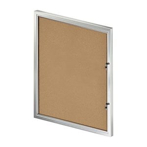 Azar Displays Enclosed Cork Bulletin Board With Lock And Key, Brown, 42-5/16" x 32", Silver Aluminum Frame