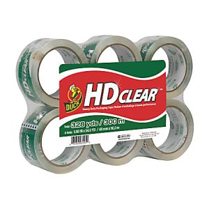 Duck® HD Clear™ Heavy-Duty Packaging Tape, 3" Core, 1.88" x 54.6 yd., Clear, Pack Of 6