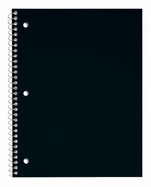 Just Basics Poly Spiral Notebook, 8" x 10-1/2", 1 Subject, College Ruled, 70 Sheets, Black