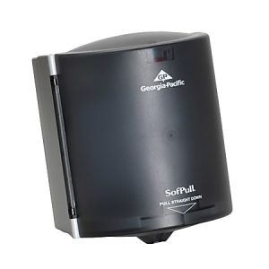 Georgia-Pacific SofPull Center-Pull Towel Dispenser, 11 1/2" x 9 1/4" x 8 3/4", Smoke