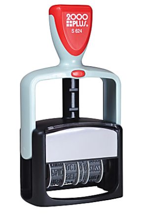2000 PLUS Date 12 Message Dater Stamp Self-Inking 12-in-1 Standard Duty Date  Message Dater Stamp REC'D, ENT'D, ANS'D, PAID, SHP'D, CHG'D, BAL, CANC,  C.O.D., FILLED, FILED, RET'D, Black Ink