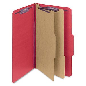 Smead Classification Folders, Top-Tab With SafeSHIELD Coated Fasteners, 2" Expansion, Legal Size, 50% Recycled, Red, Box Of 10