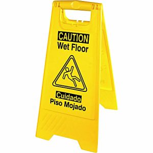 Genuine Joe Universal Graphic Wet Floor Sign - 1 Each - English, Spanish - Wet Floor Print/Message - Foldable - Yellow
